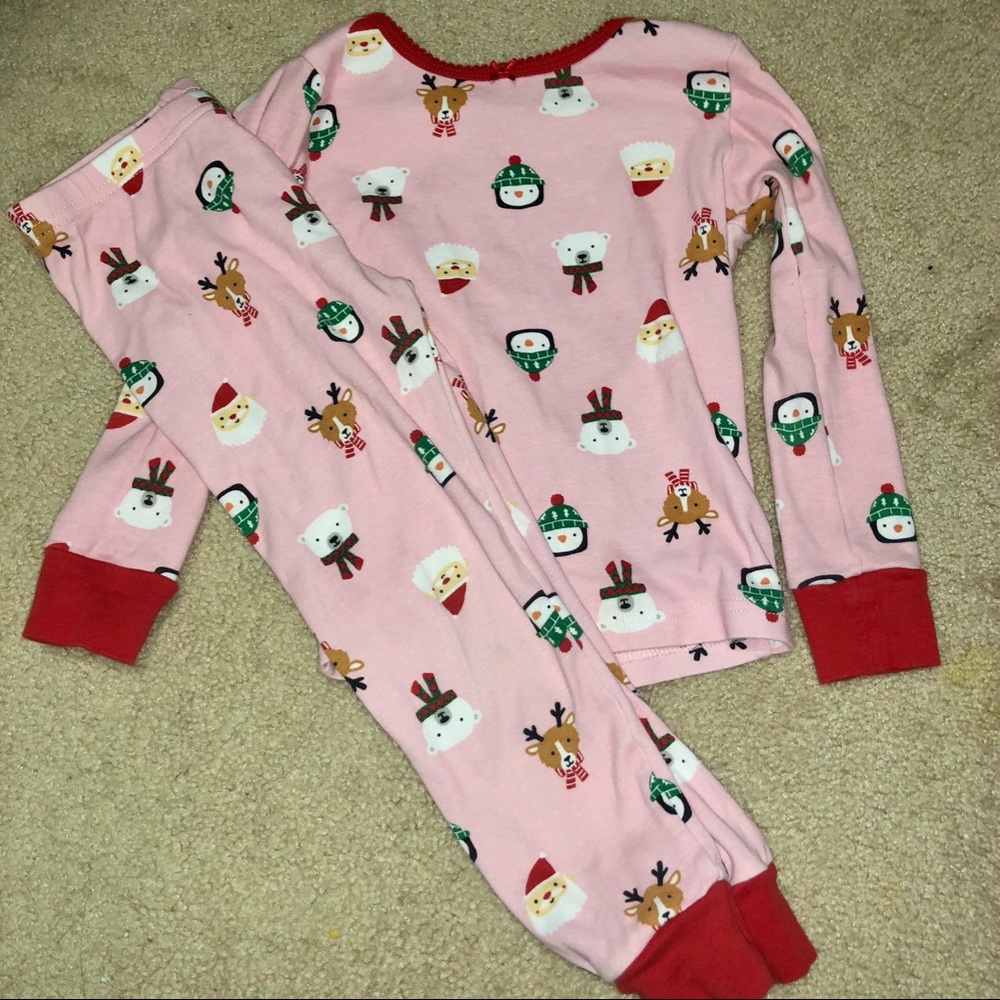 Carter’s 4T Christmas Pajamas PJs Girls Pink Santa
